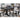 7 Piece Set, Trestle Dining Table And 6 Side Chairs With Cutout Back - Black / Charcoal / White