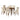 Modern Indoor Wood Dining Set With Chairs And Table, Rubber Wood, 6 Piece - Cream / Walnut