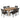 7 Piece Outdoor Patio Dining Set With Table & 6 Chairs - Brown / Brown Multi